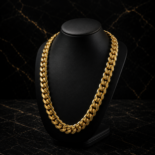 Cuban Link Chain 16mm Gold Over Silver