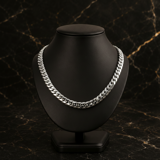 12mm Silver Cuban Link Chain