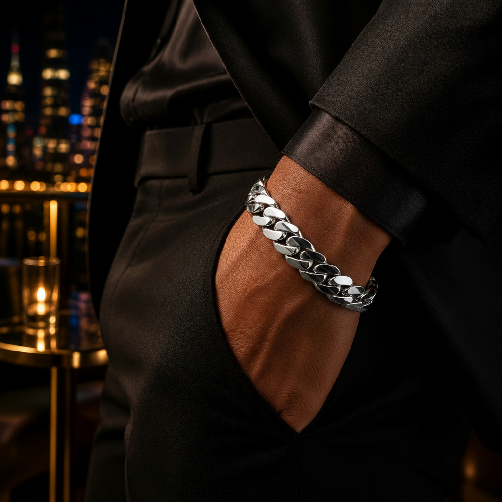 16mm Silver Cuban Link Bracelet