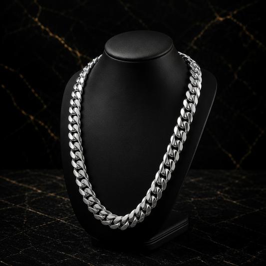 16mm Silver Cuban Link Chain