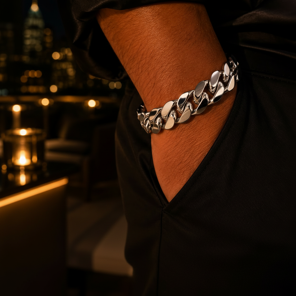 18mm Silver Cuban Link Bracelet