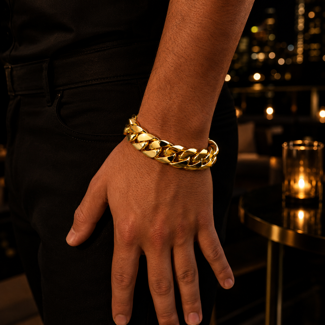 Cuban Link  Bracelet 20mm Gold Over Silver
