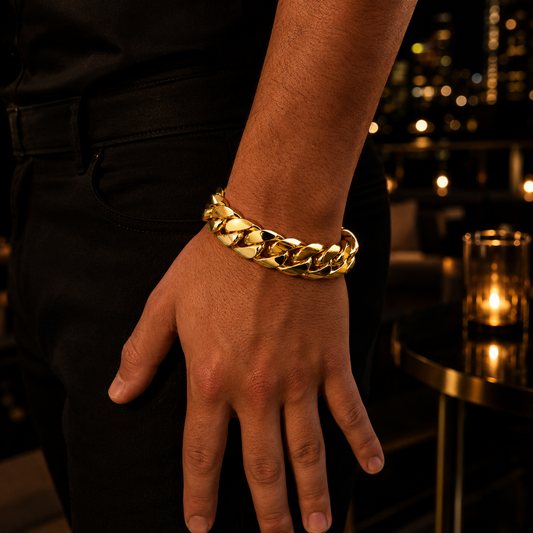 Cuban Link  Bracelet 20mm Gold Over Silver