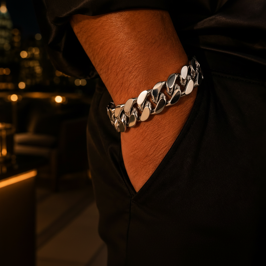 22mm Silver Cuban Link Bracelet