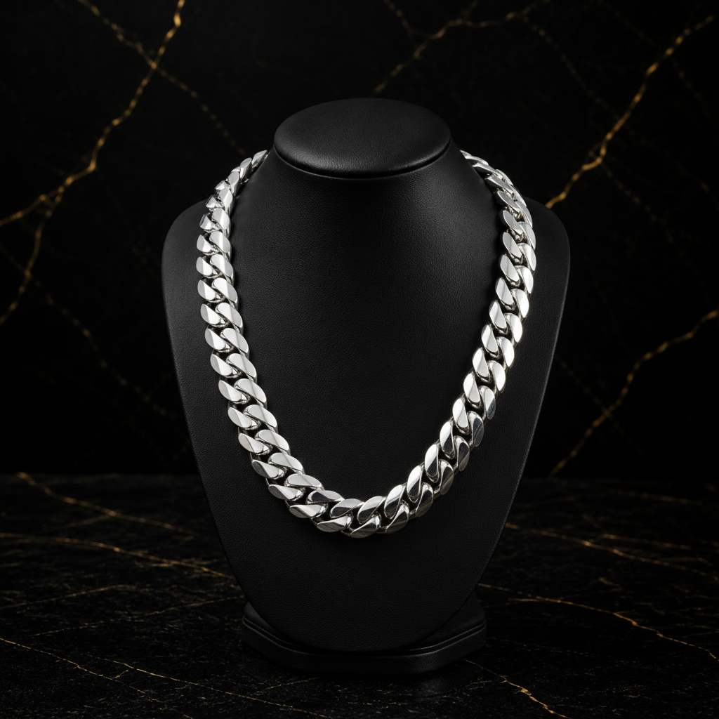 22mm Silver Cuban Link Chain