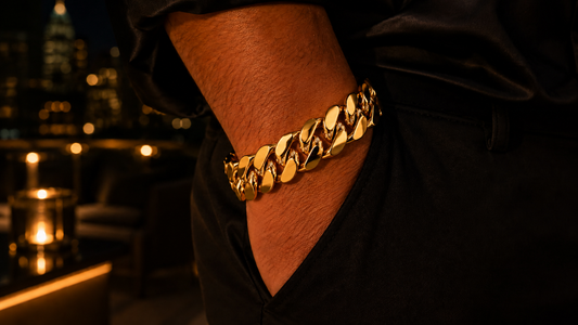 Cuban Link Bracelet 22mm Gold Over Silver