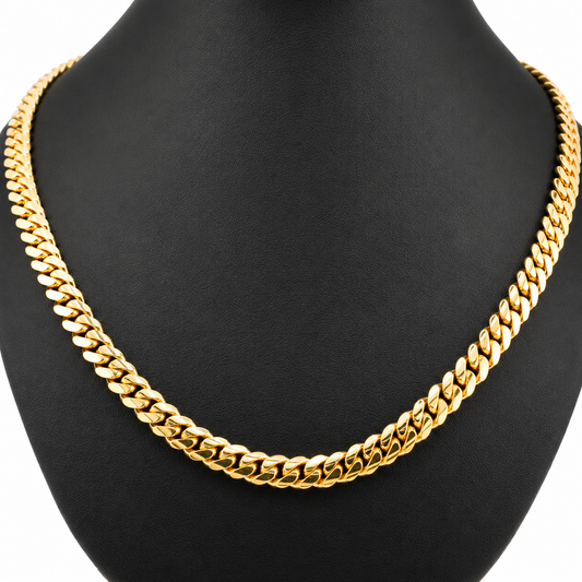 Cuban Link Chain 8mm Gold Over Silver