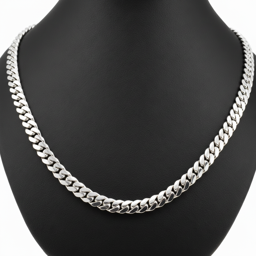 8mm Silver Cuban Link Chain