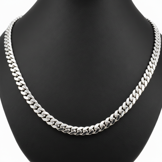 8mm Silver Cuban Link Chain