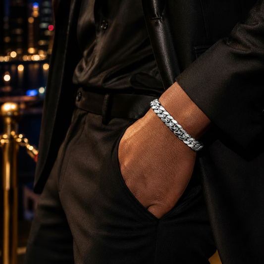 Silver Cuban Link Bracelet - Lifestyle